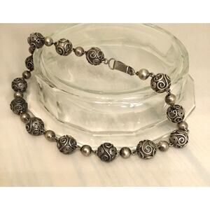 Vintage Carmen Beckmann Mexican Sterling Bead 16.5” Necklace